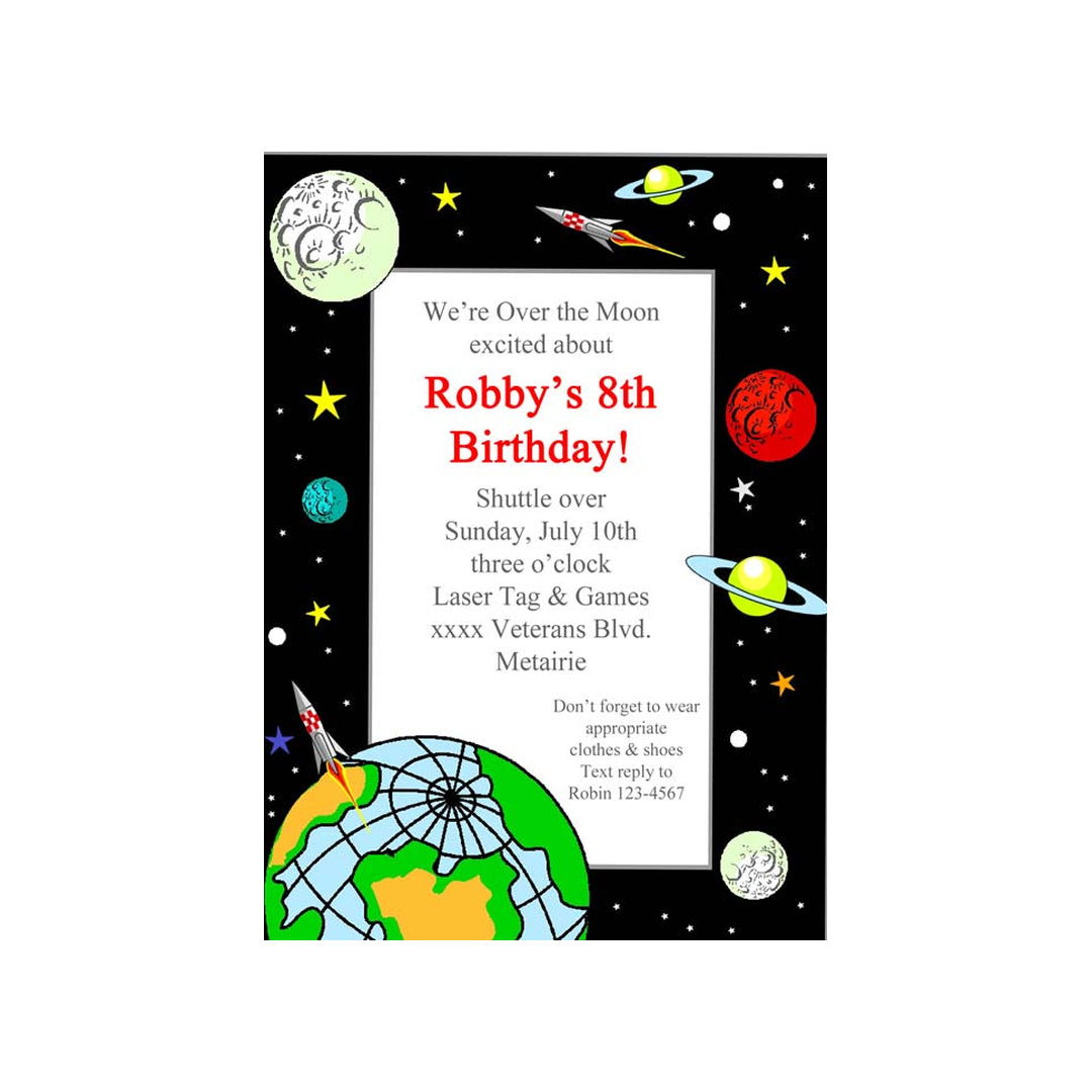 OUTER SPACE PLANETS CUSTOM INVITATION