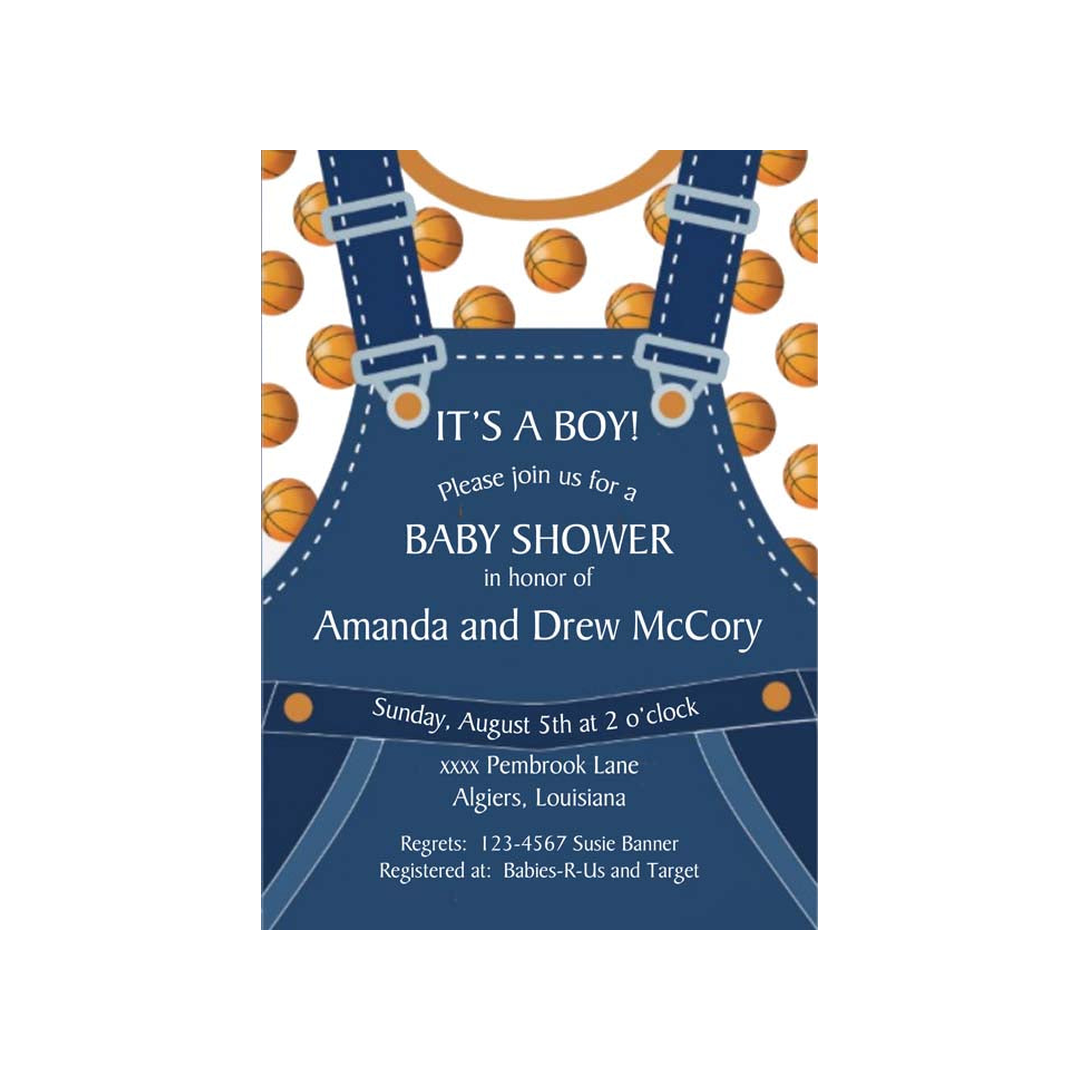 OVERALLS AND BASKETBALLS CUSTOM INVITATION
