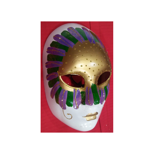 PAINTED PLASTIC MASK - GOLD LIPS