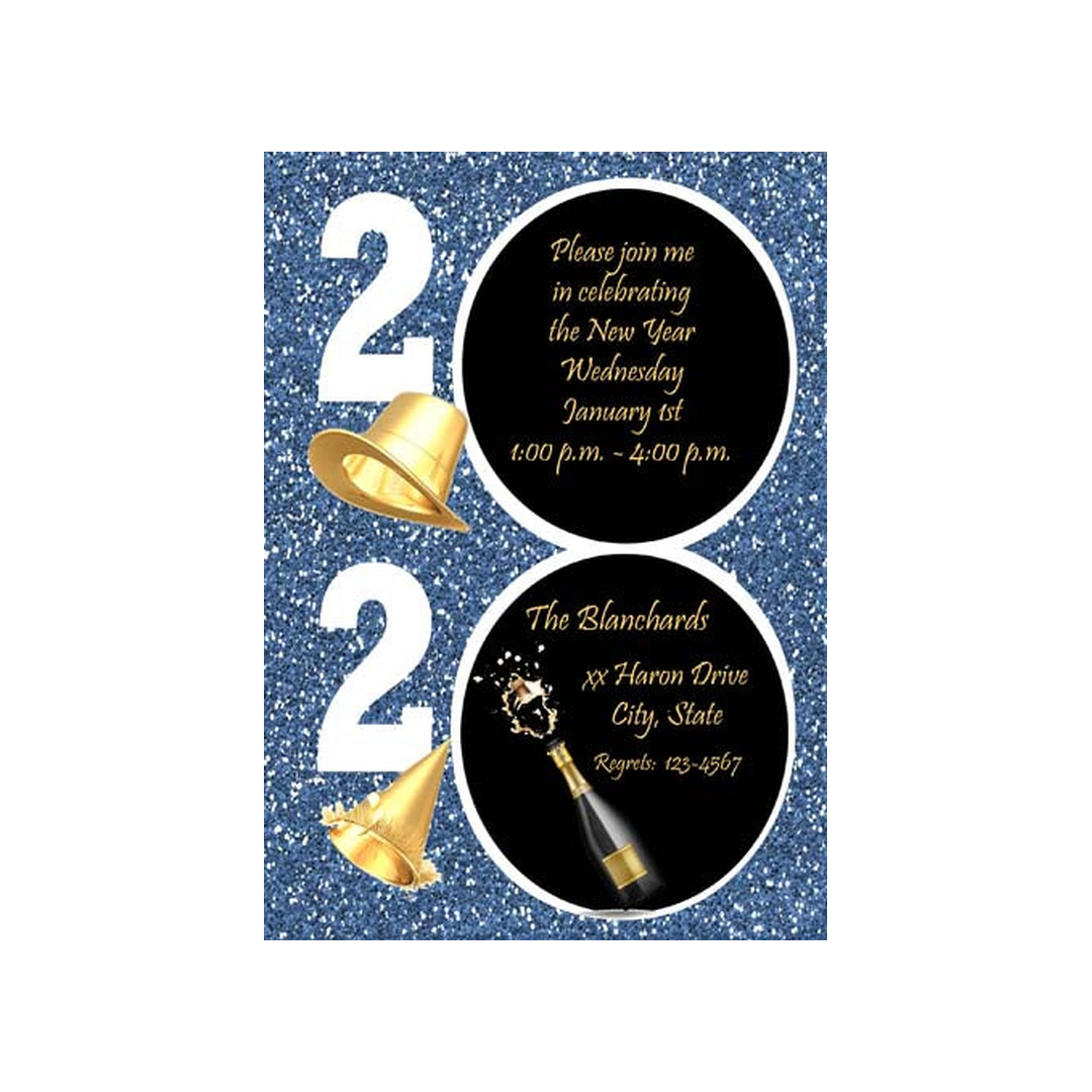 PARTY HATS IN GLITTER CUSTOM INVITATION