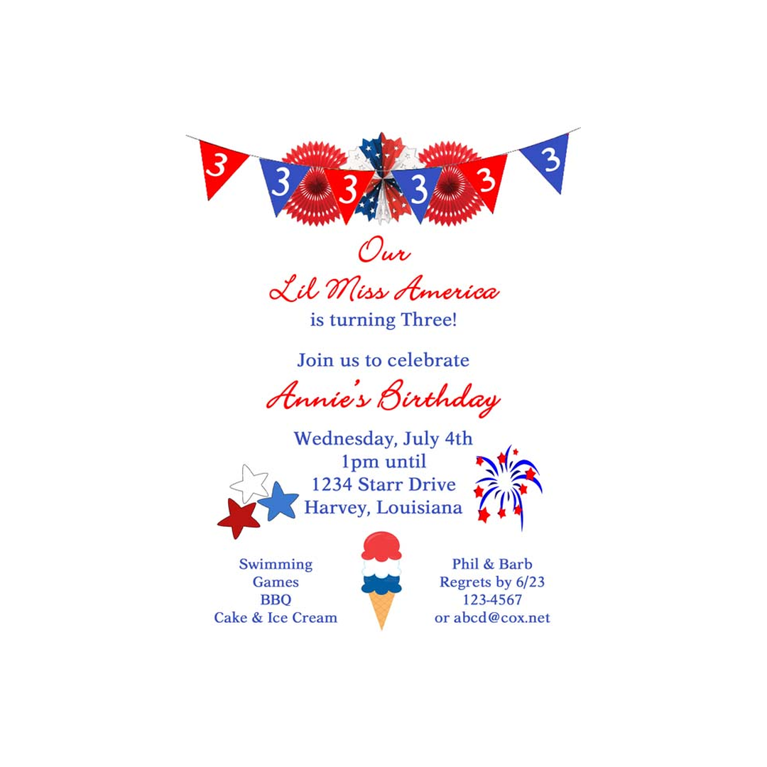 PATRIOTIC FANS CUSTOM INVITATION