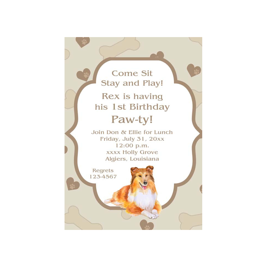 PET PARTY - DOG BONE BACKGROUND CUSTOM INVITATION