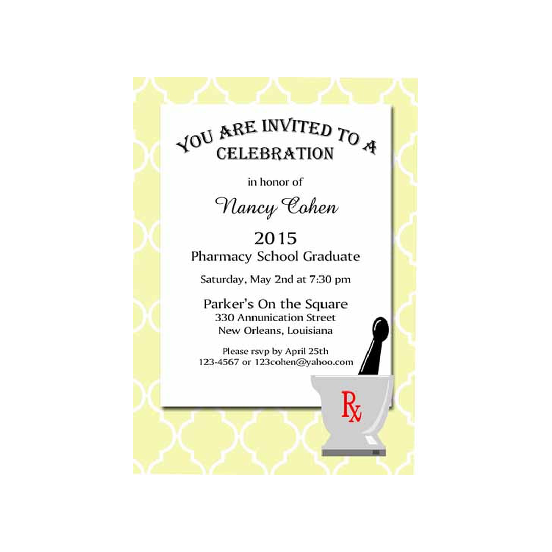 PHARMACY MEDICAL GRADUATION CUSTOM INVITATION