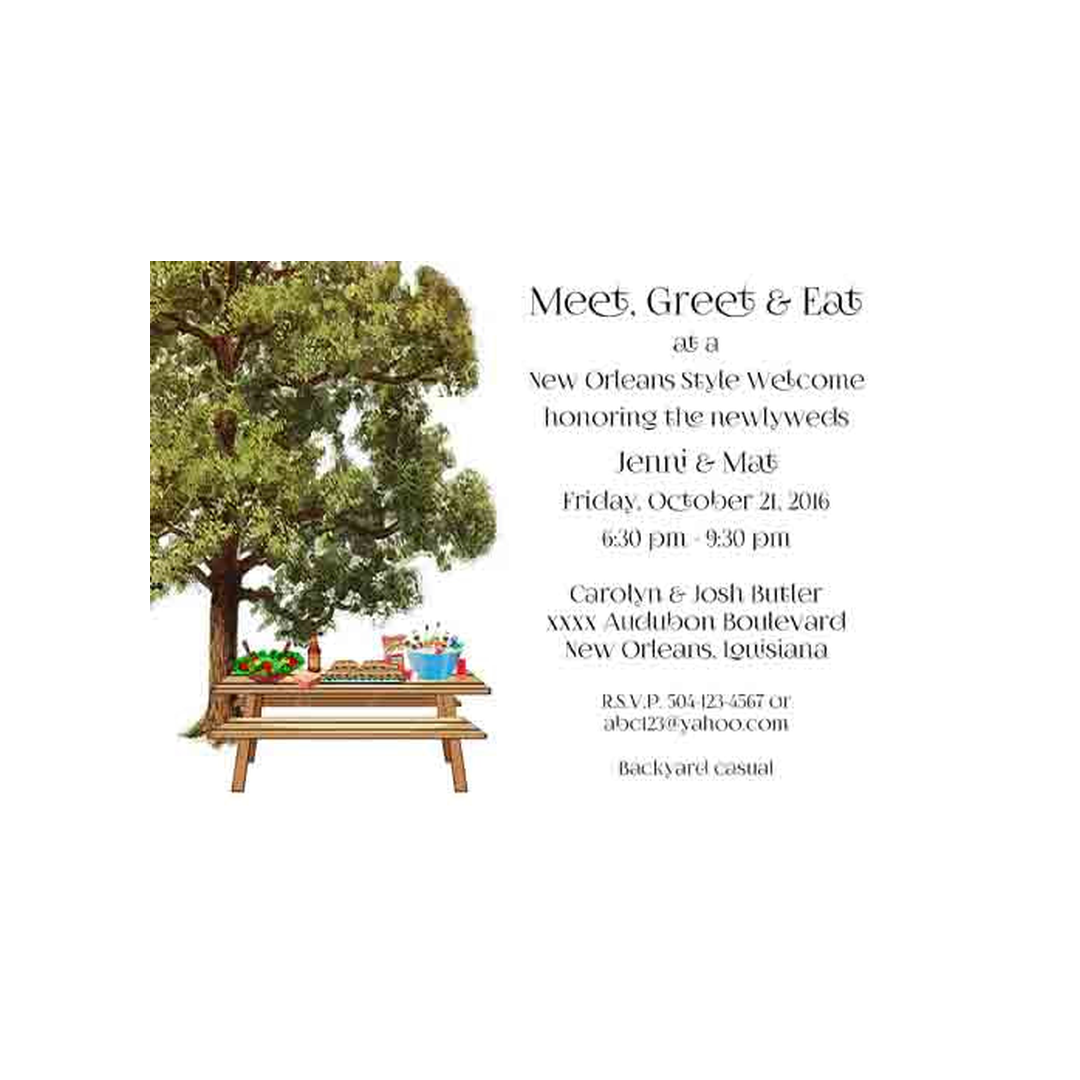 PICNIC TABLE IN THE OAKS CUSTOM INVITATION