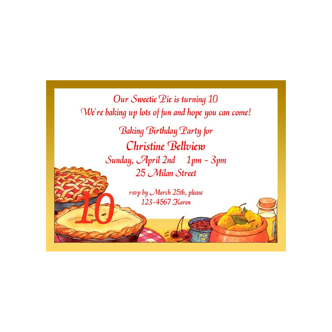 PIES TO BAKE CUSTOM INVITATION