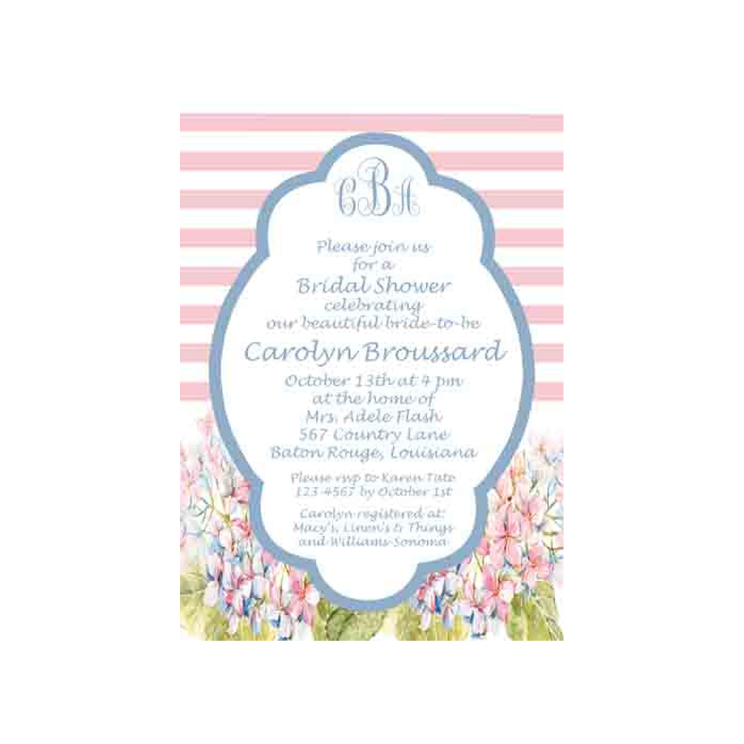 PINK AND BLUE HYDRANGEAS CUSTOM INVITATION
