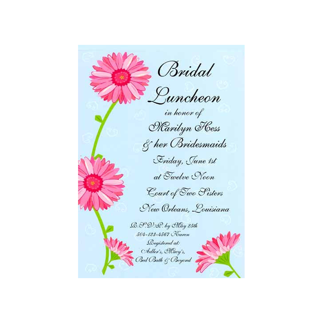 PINK DAISY FLOWERS CUSTOM INVITATION