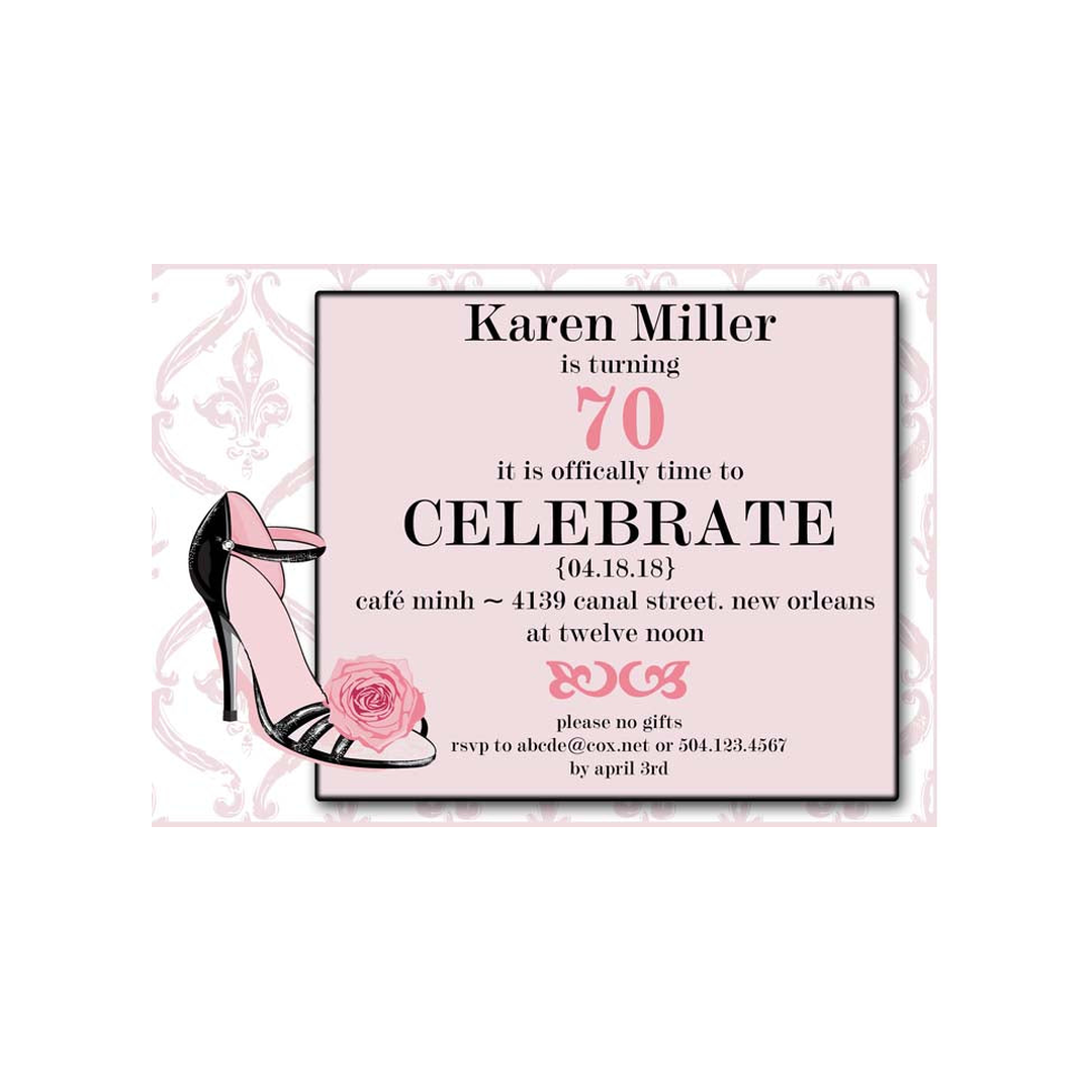 PINK FLOWER ON SHOE CUSTOM INVITATION