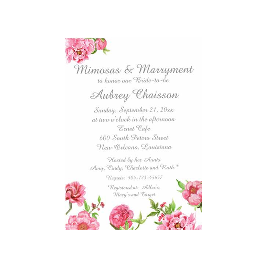 PINK PEONIES CUSTOM INVITATION
