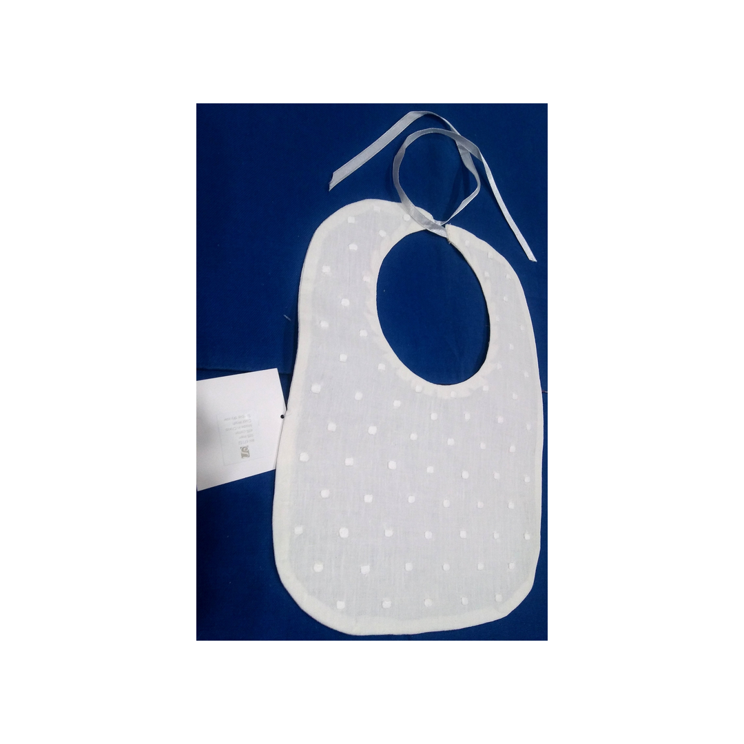 PLAIN BIB WITH EMBROIDERED POLKA DOTS