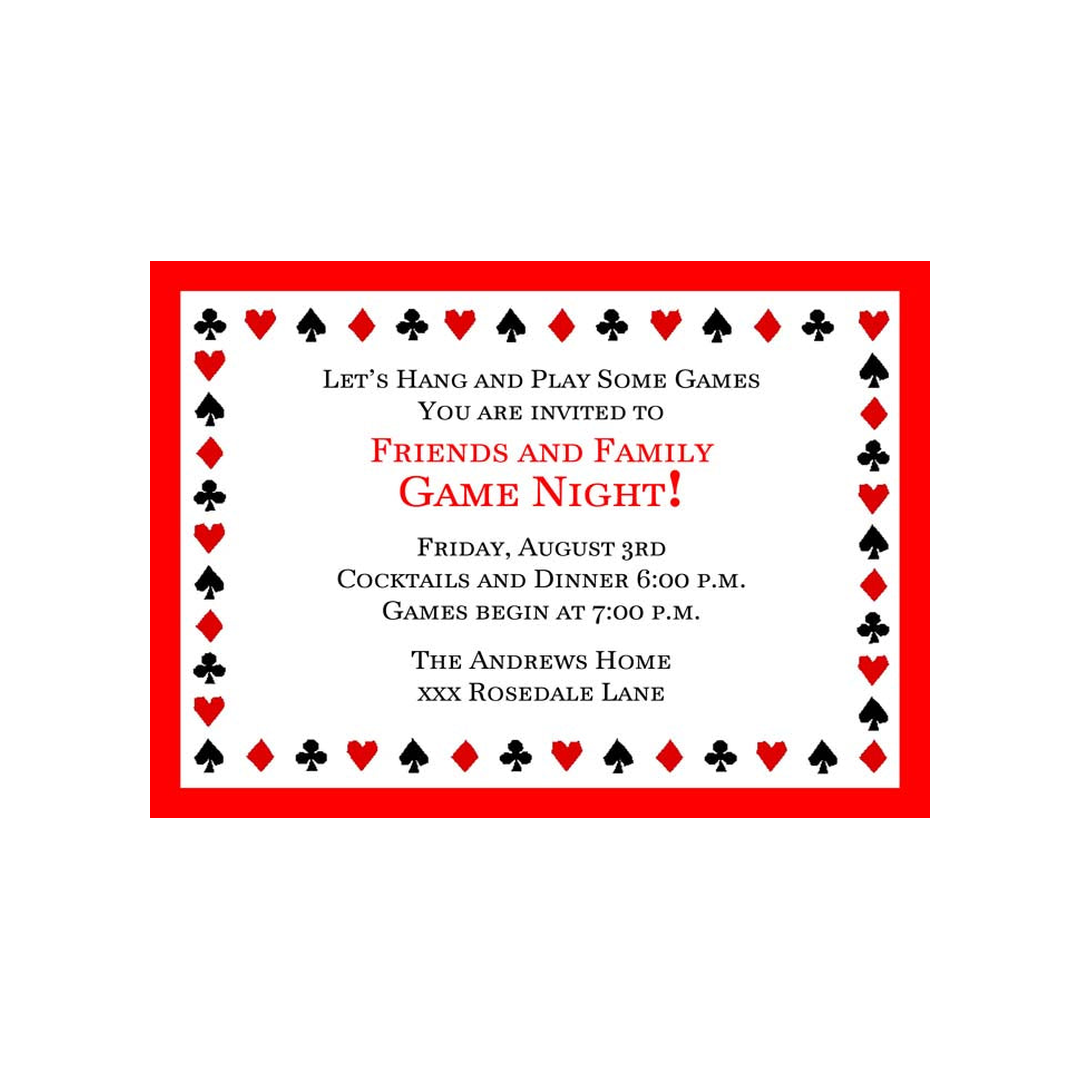PLAYING CARD SUITS BORDER 2 CUSTOM INVITATION