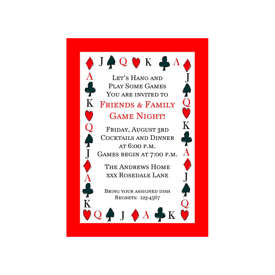 PLAYING CARD SUITS BORDER CUSTOM INVITATION