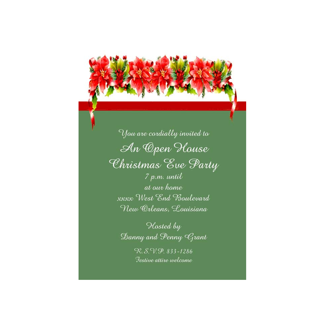 POINSETTIA SPRAY #2 CUSTOM INVITATION