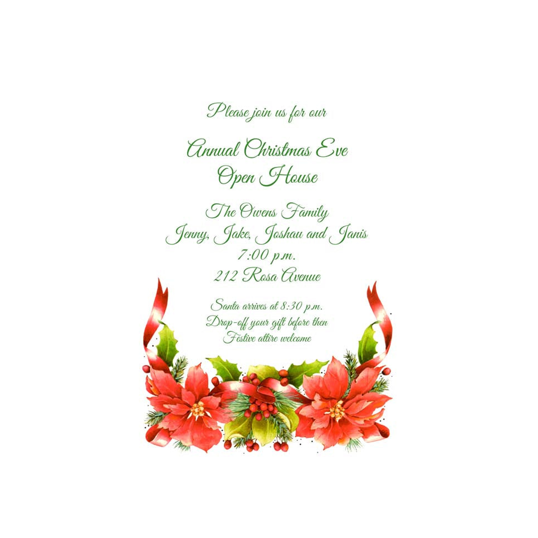 POINSETTIA SPRAY CUSTOM INVITATION