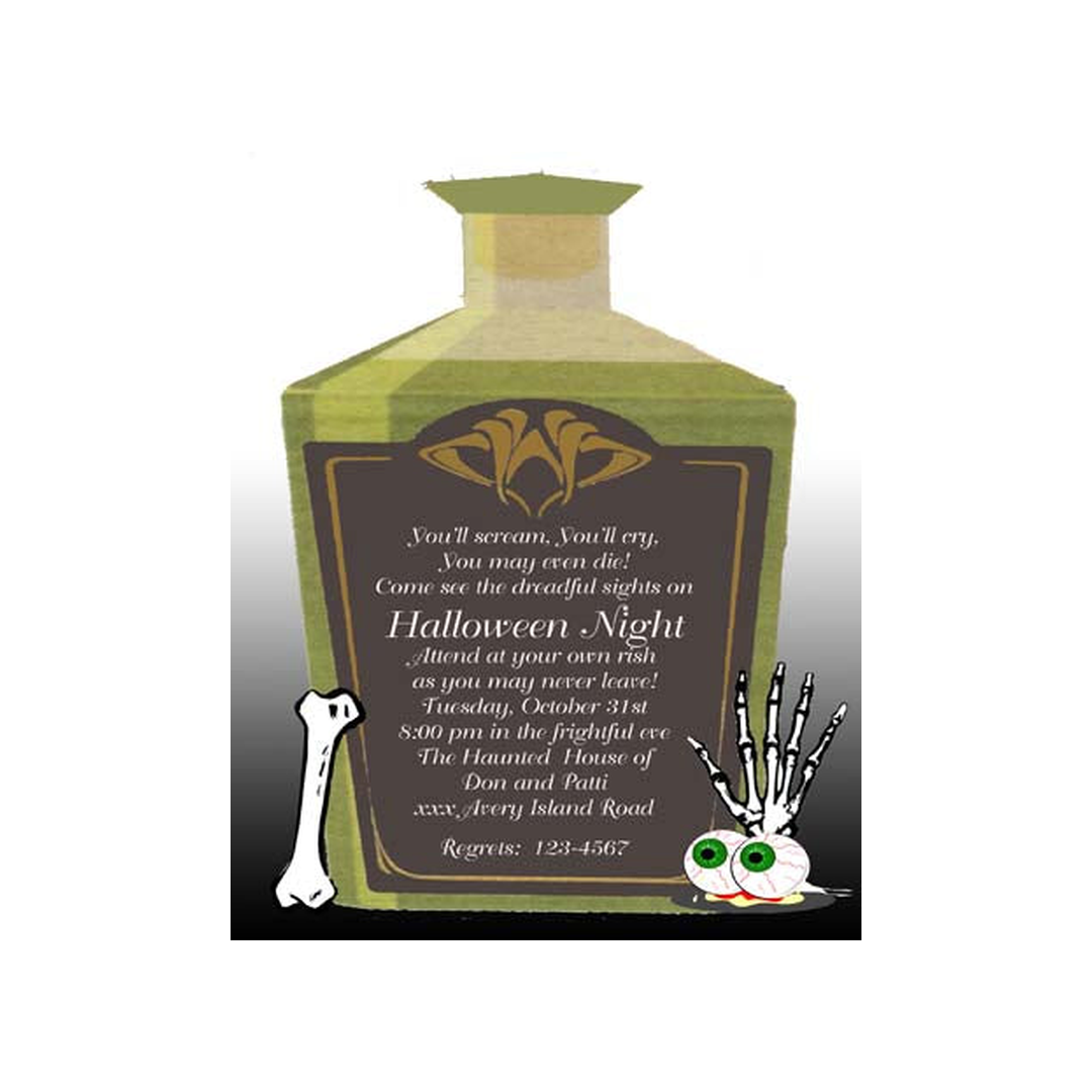 POISON BOTTLE AND BONES CUSTOM INVITATION