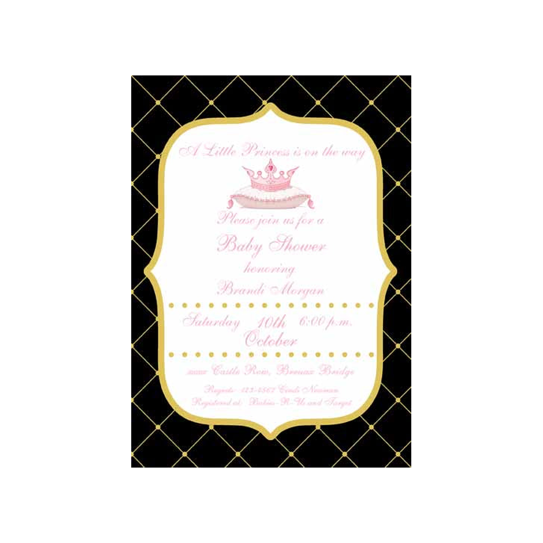 PRINCESS CROWN ON PILLOW CUSTOM INVITATION