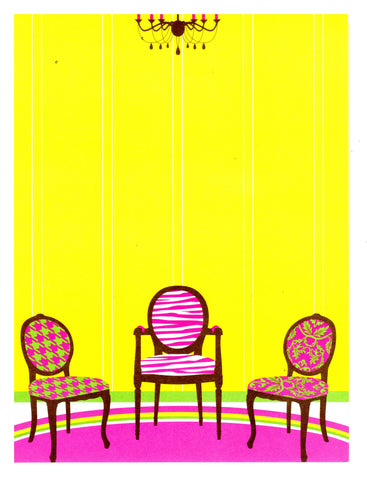 THREE DECORATIVE CHAIRS - BLANK STOCK INVITATIONS