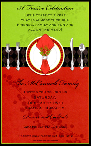 FESTIVE PLACE SETTING BLANK STOCK INVITATION