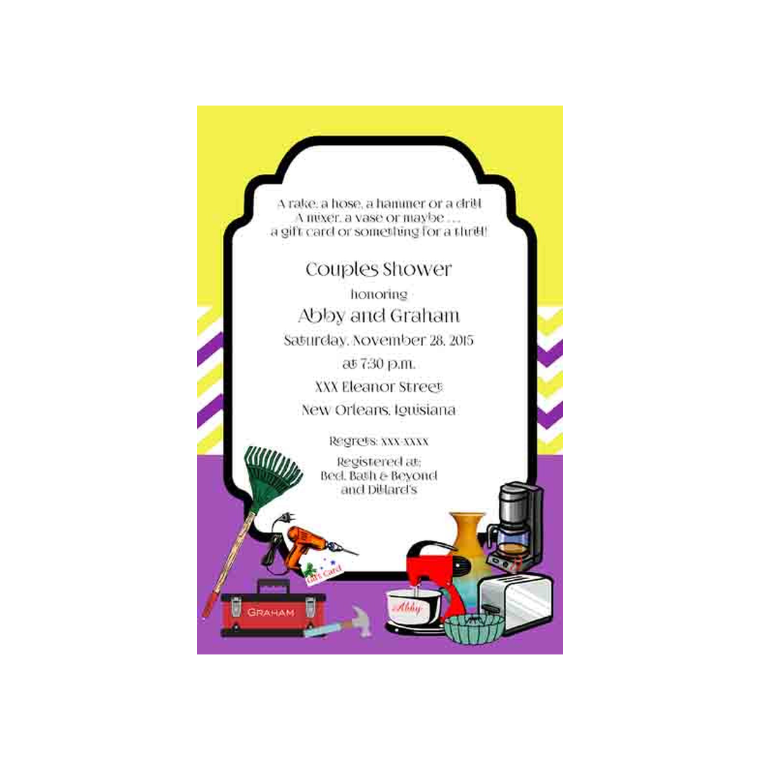 PURPLE GOLD COUPLES SHOWER CUSTOM INVITATION