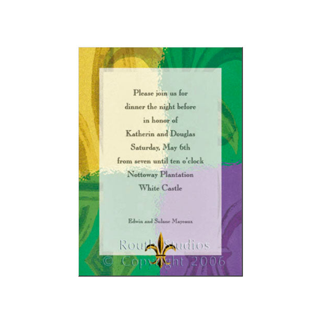PURPLE, GREEN, GOLD FDL - BLANK STOCK INVITATION