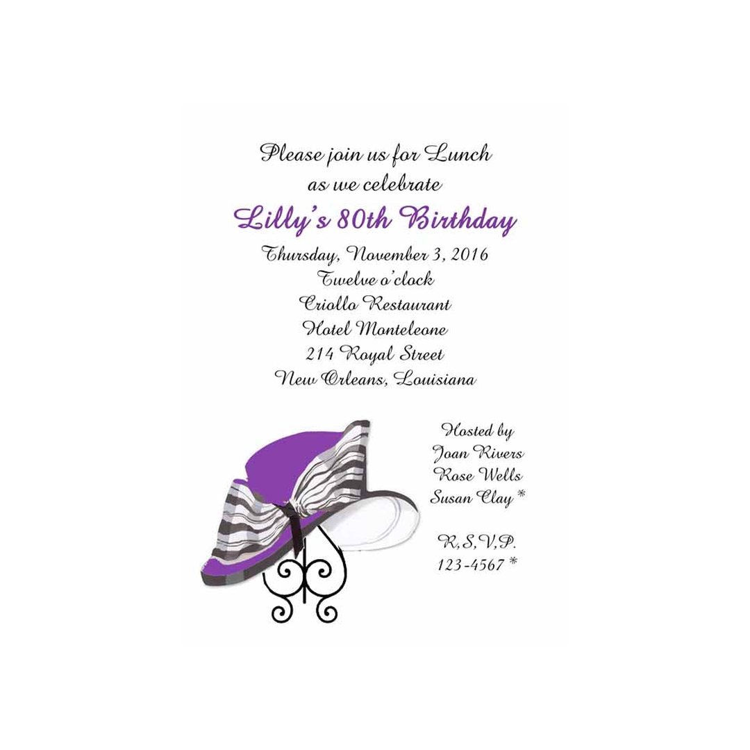 PURPLE HAT CUSTOM INVITATION