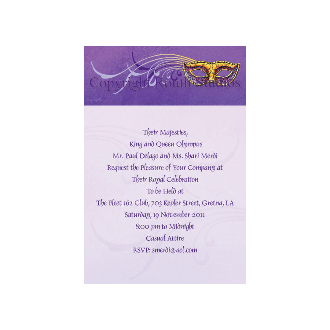 PURPLE MASQUERADE - BLANK STOCK INVITATION