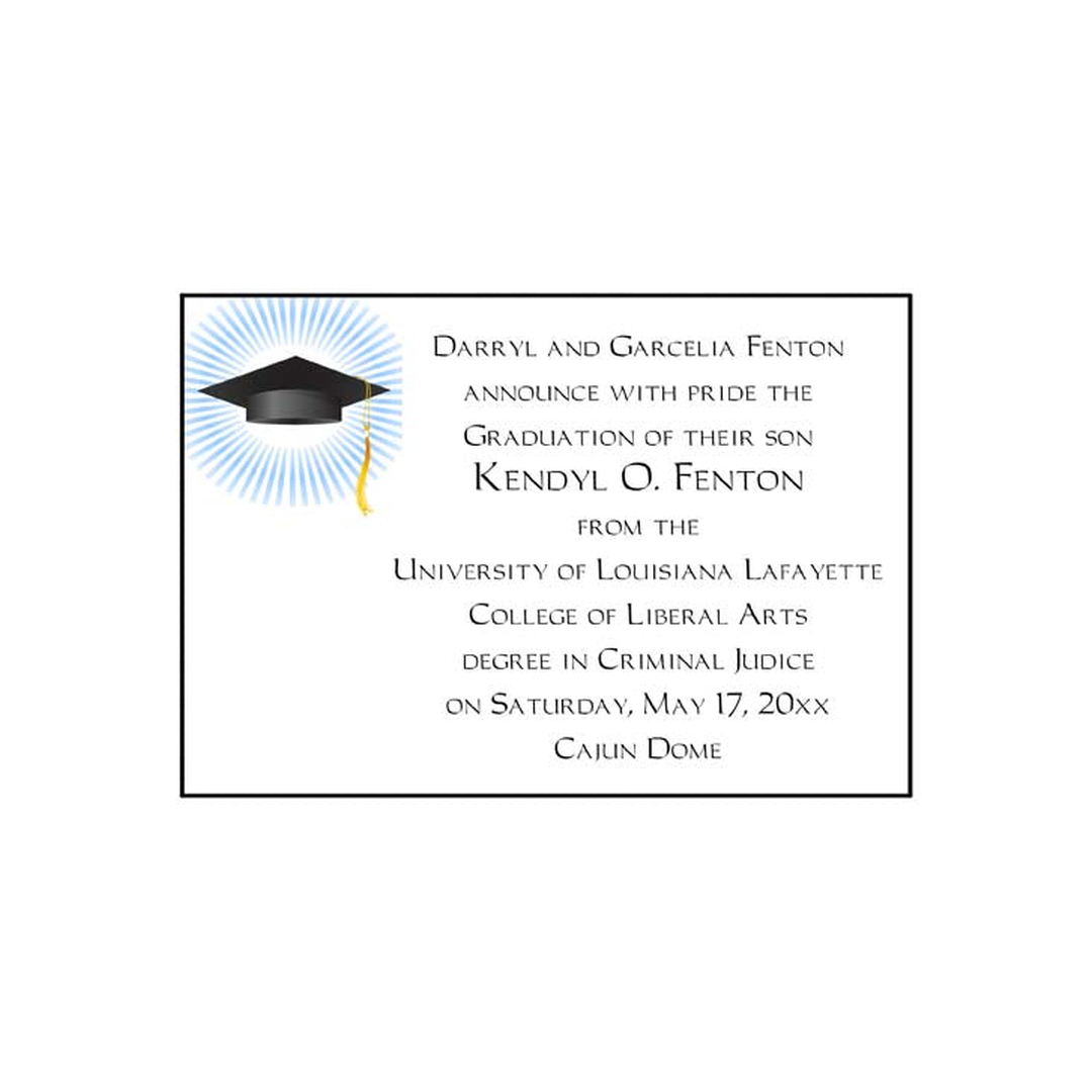RADIANT GRADUATION CAP CUSTOM INVITATION