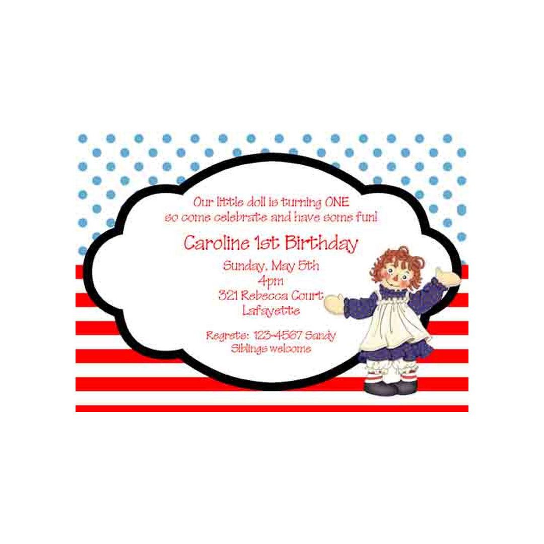 RAG GIRL DOLL CUSTOM INVITATION