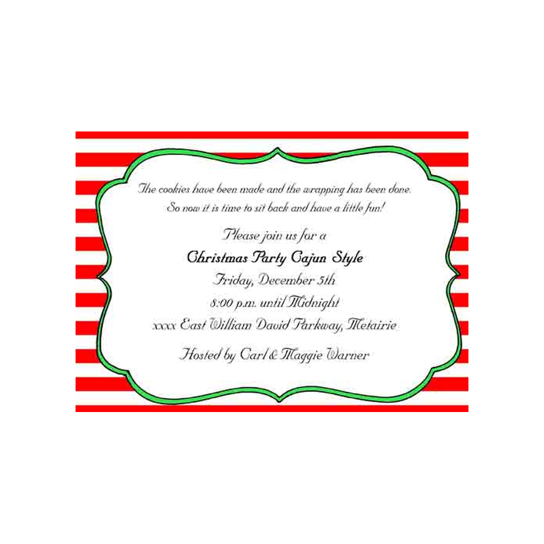 RED AND WHITE STRIPES CUSTOM INVITATION