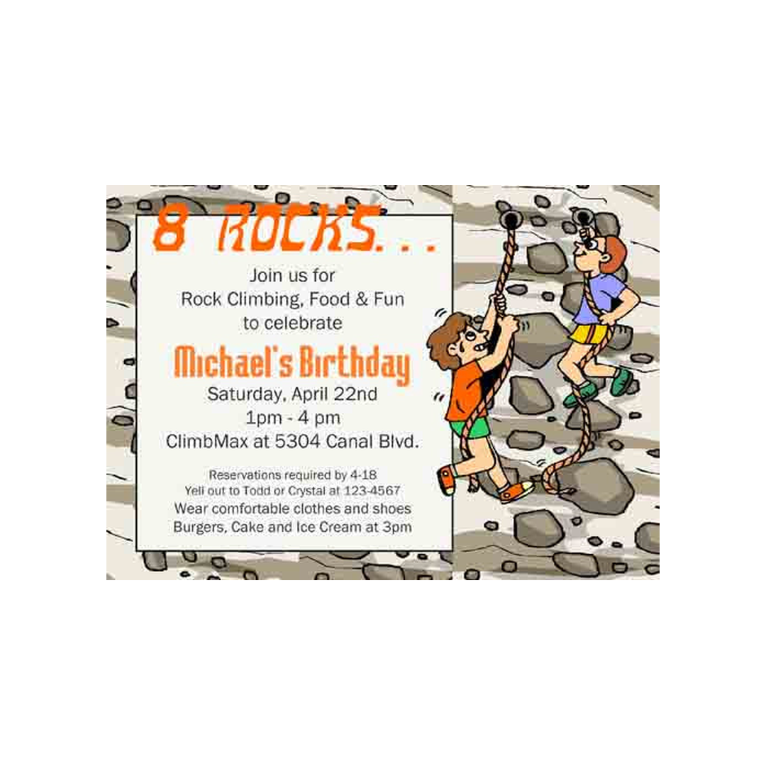 ROCK WALL CUSTOM INVITATION