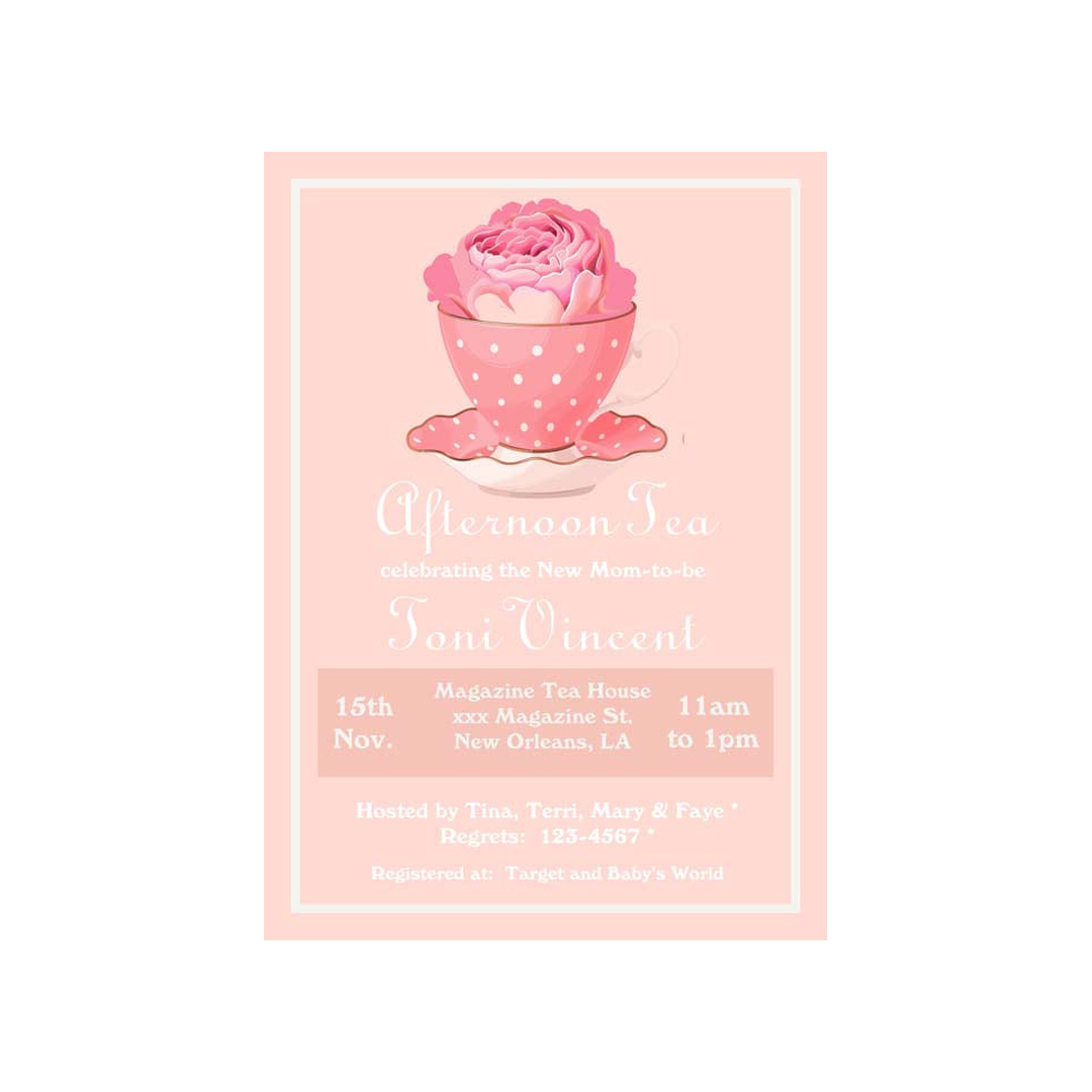 ROSE AND TEACUP CUSTOM INVITATION