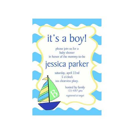 SAILBOAT AND WAVES CUSTOM INVITATION