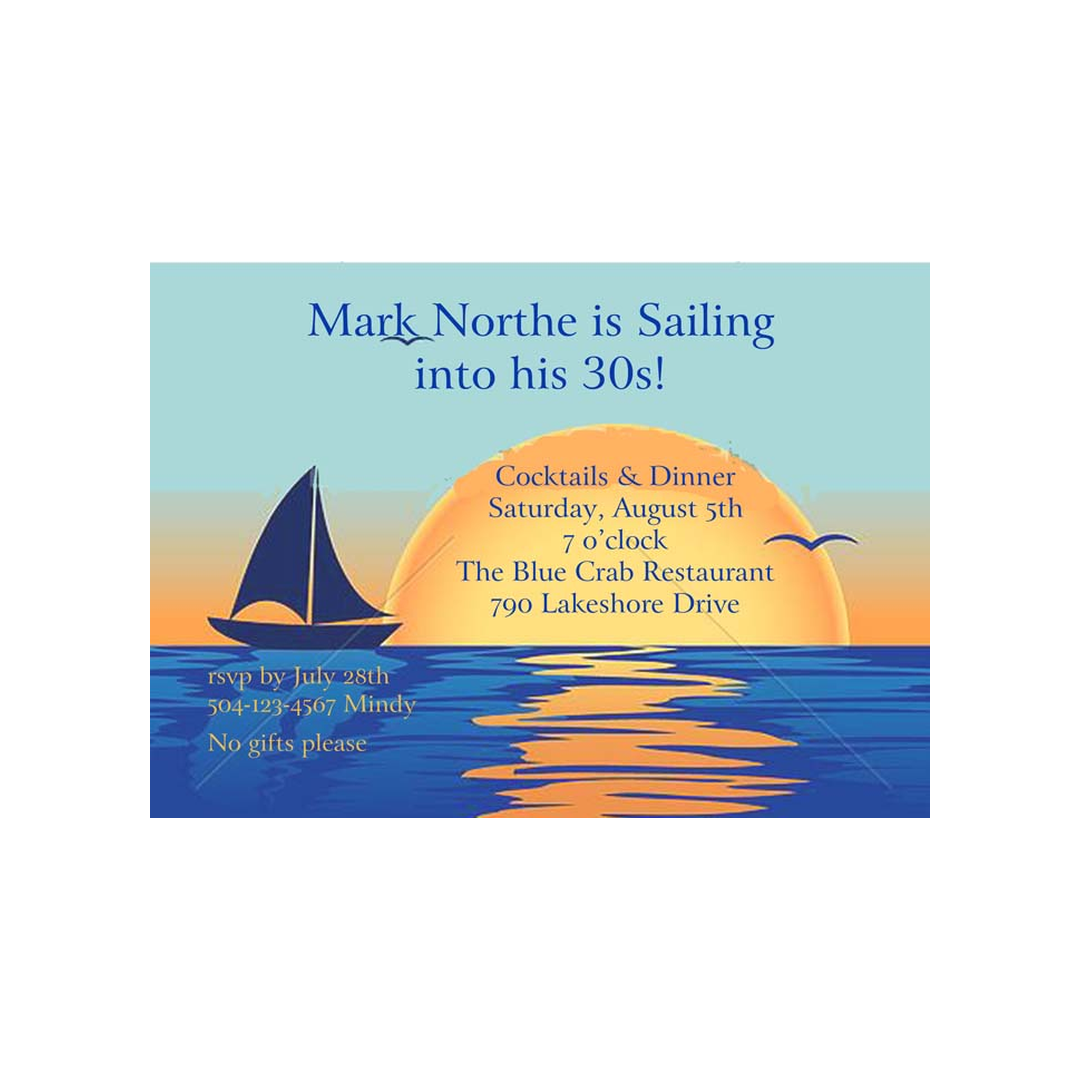 SAILBOAT AT SUNSET CUSTOM INVITATION