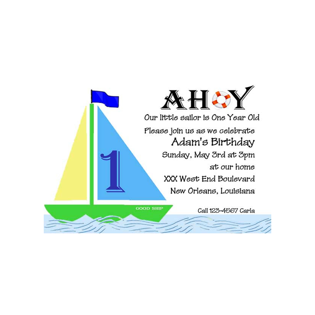 SAILBOAT BIRTHDAY CUSTOM INVITATION