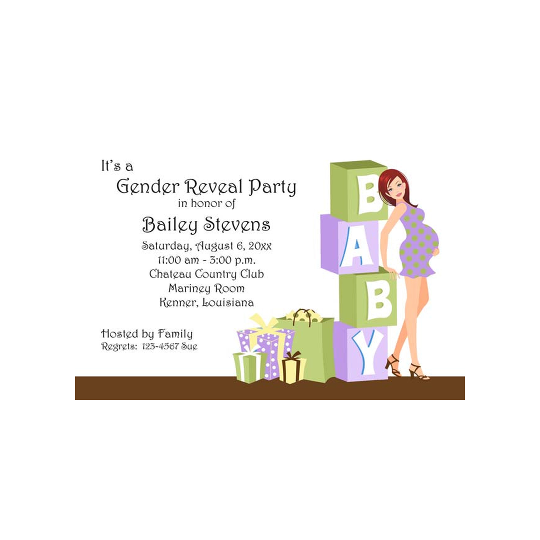 SANDRA MOMMY AND BLOCKS CUSTOM INVITATION