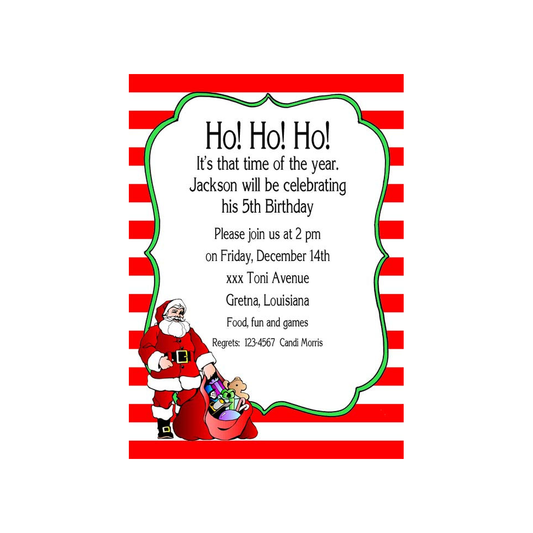 SANTA AND HIS BAG OF TOYS CUSTOM INVITATION