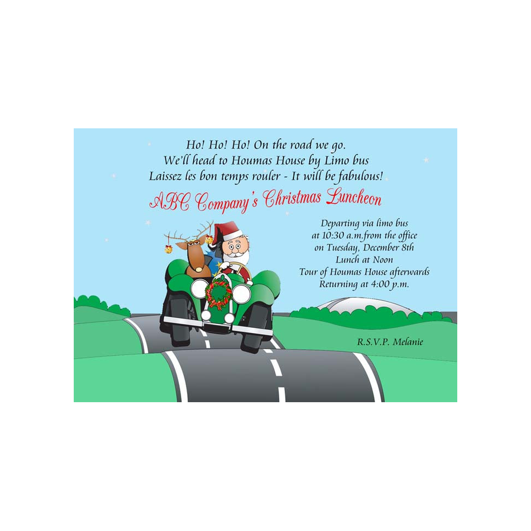 SANTA ON THE ROAD AGAIN CUSTOM INVITATION