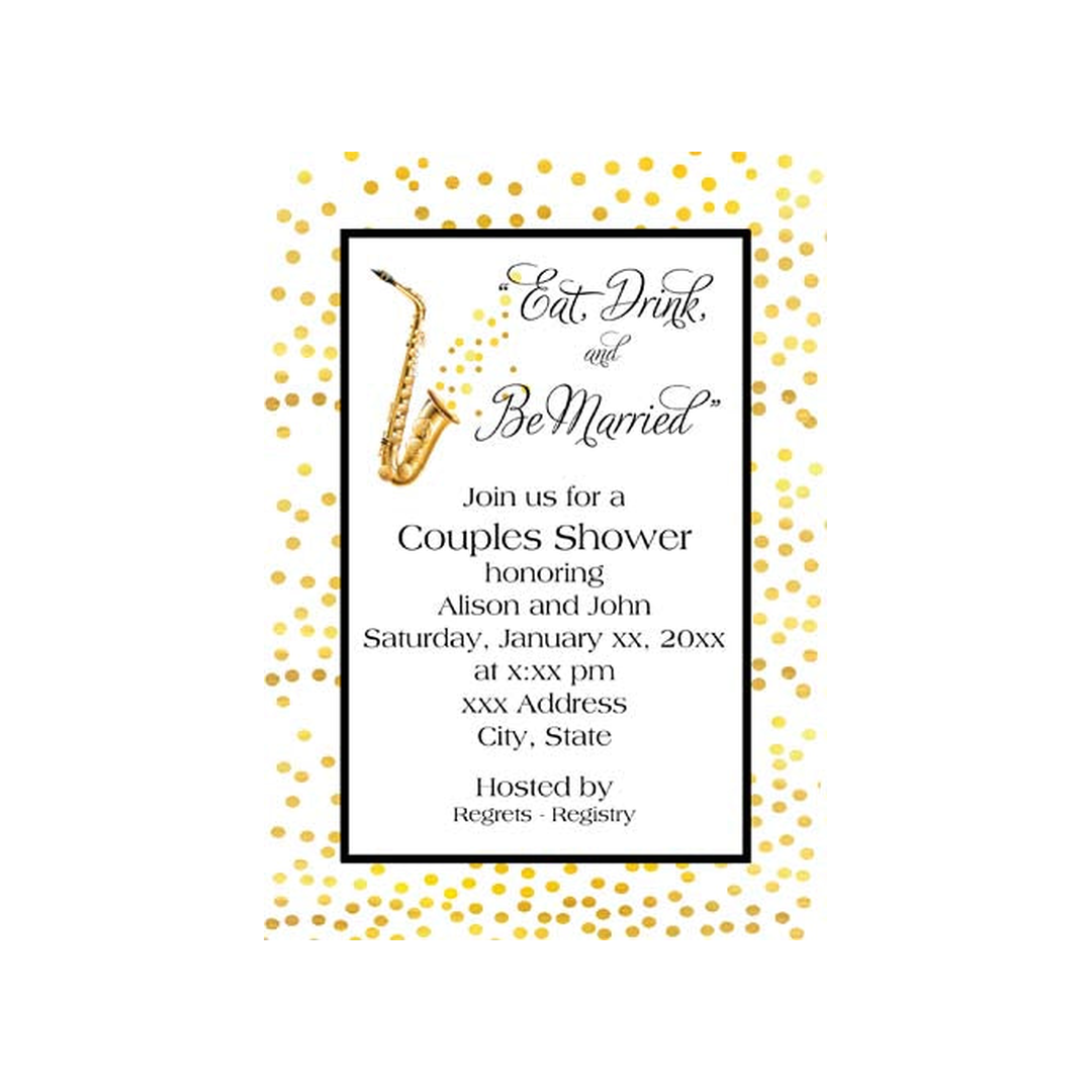 SAX AND GOLD BORDER CUSTOM INVITATION