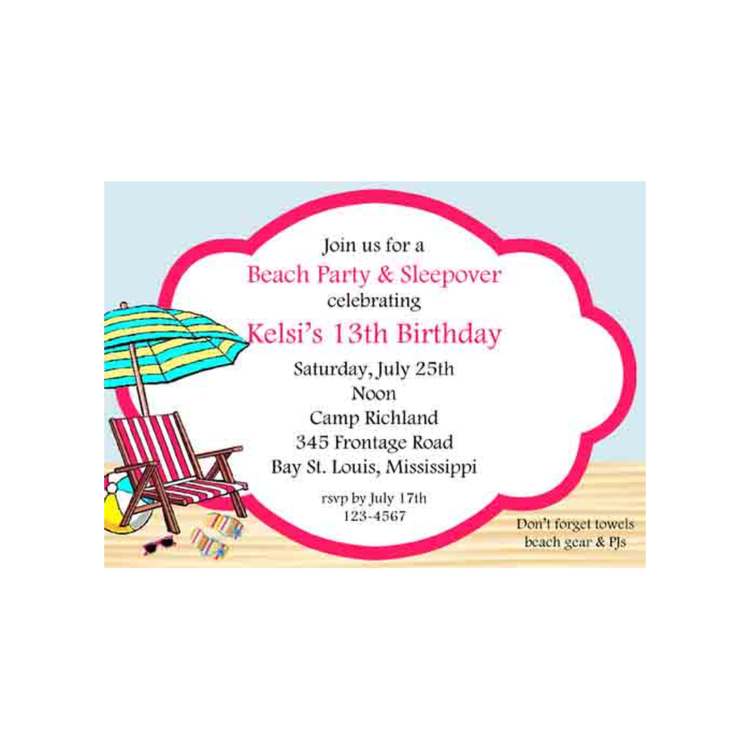SET UP ON THE BEACH CUSTOM INVITATION