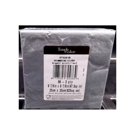 SHIMMERING SILVER PAPER BEVERAGE NAPKINS