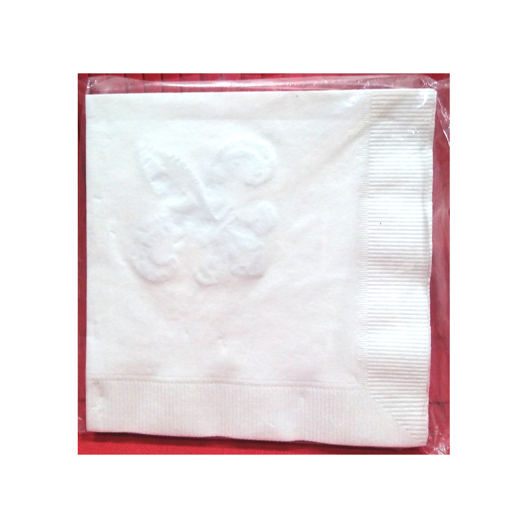 SILVER FLEUR DE LIS BEVERAGE NAPKIN