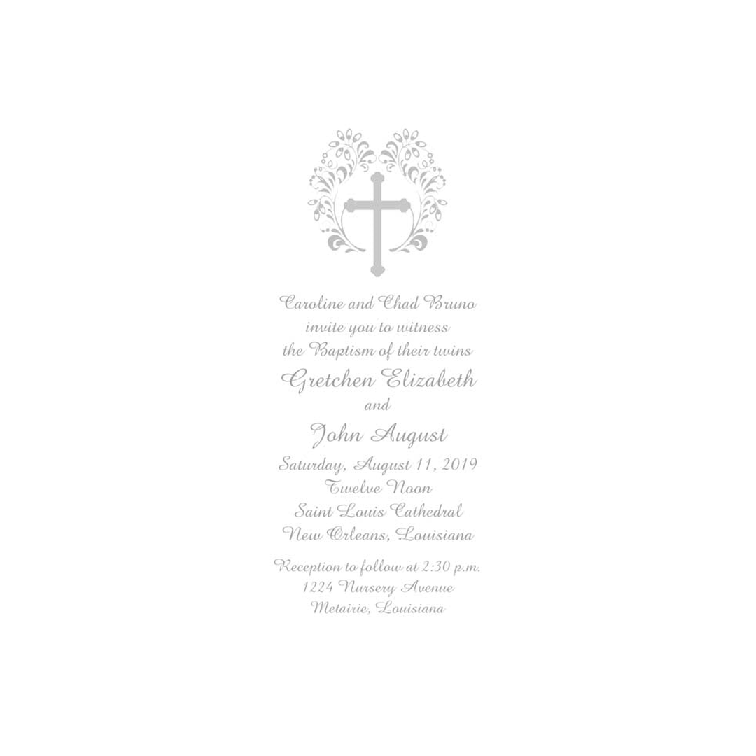 SILVER ORNAMENTAL CROSS CUSTOM INVITATION