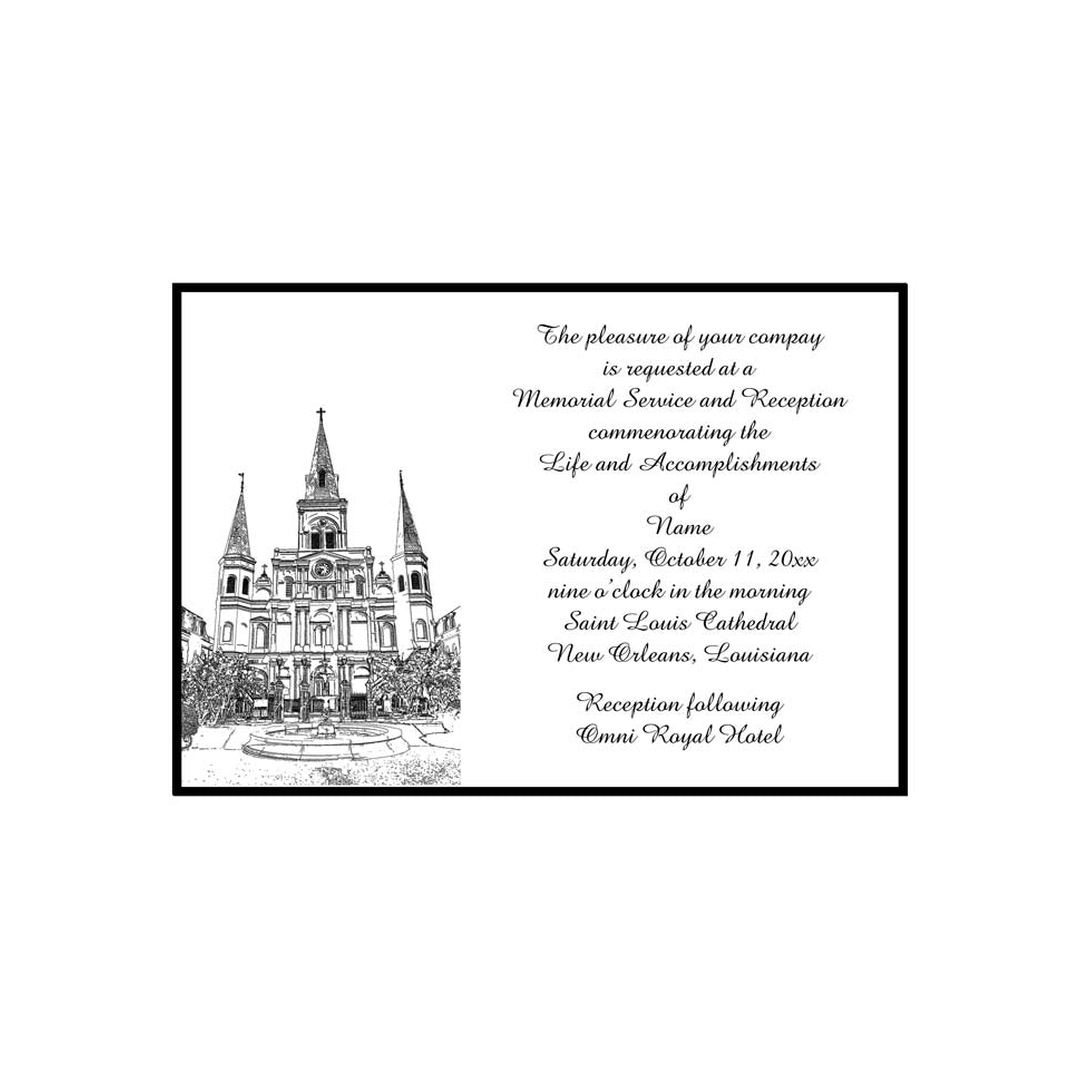 SKETCH OF ST. LOUIS CATHEDRAL CUSTOM INVITATION