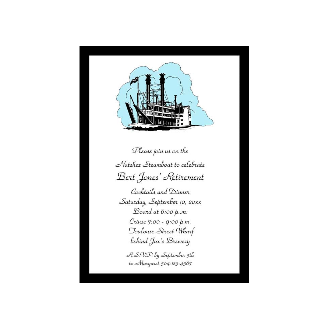 SKETCH OF THE NATCHEZ STEAMBOAT CUSTOM INVITATION