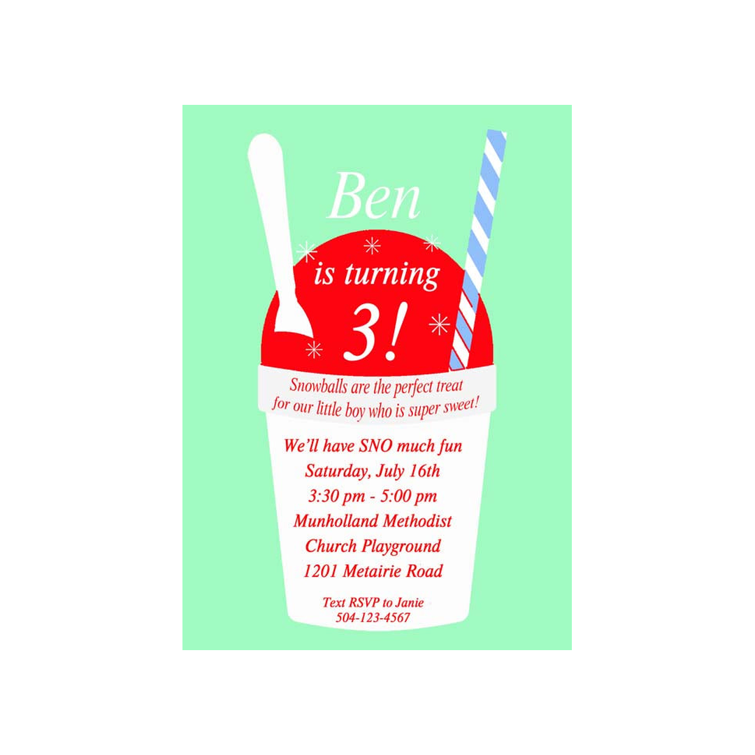 SNOWBALLS CUSTOM INVITATION