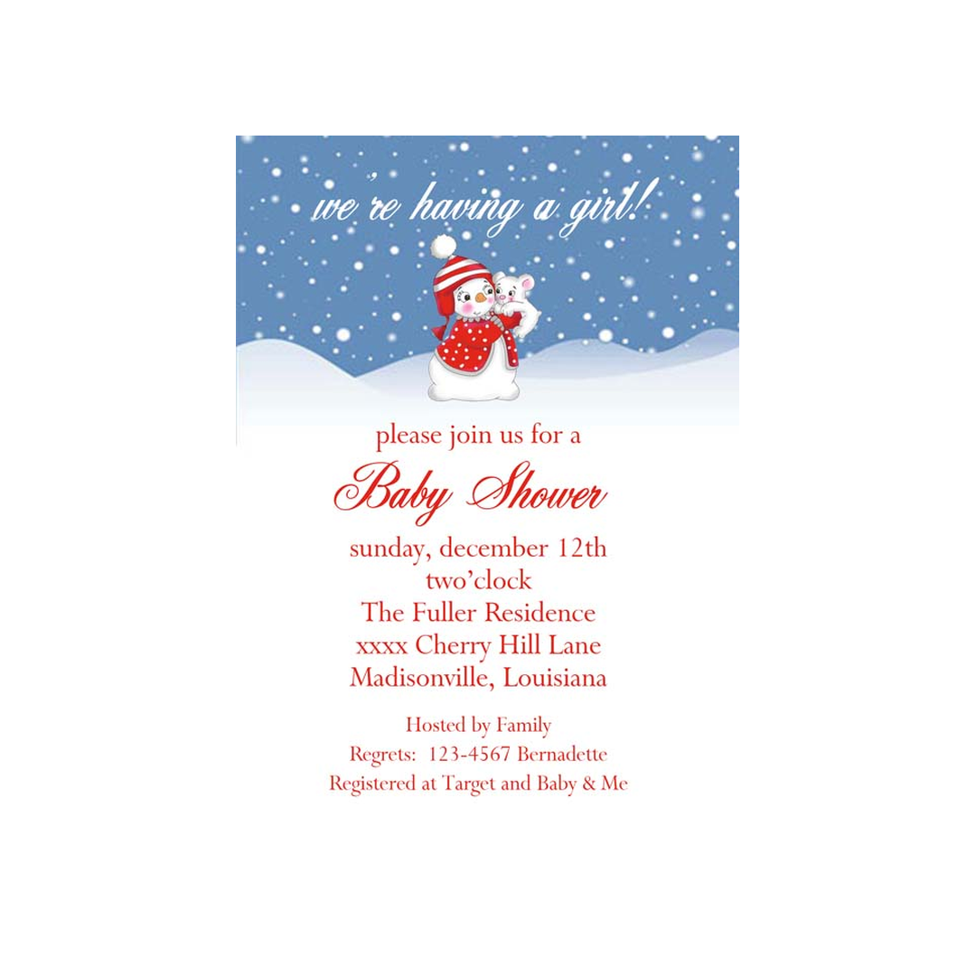 SNOW GIRL CUSTOM INVITATION
