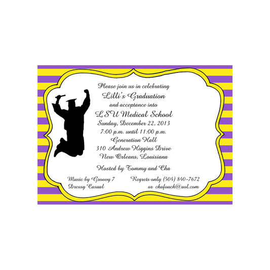 STRIPED GRADUATION CUSTOM INVITATION