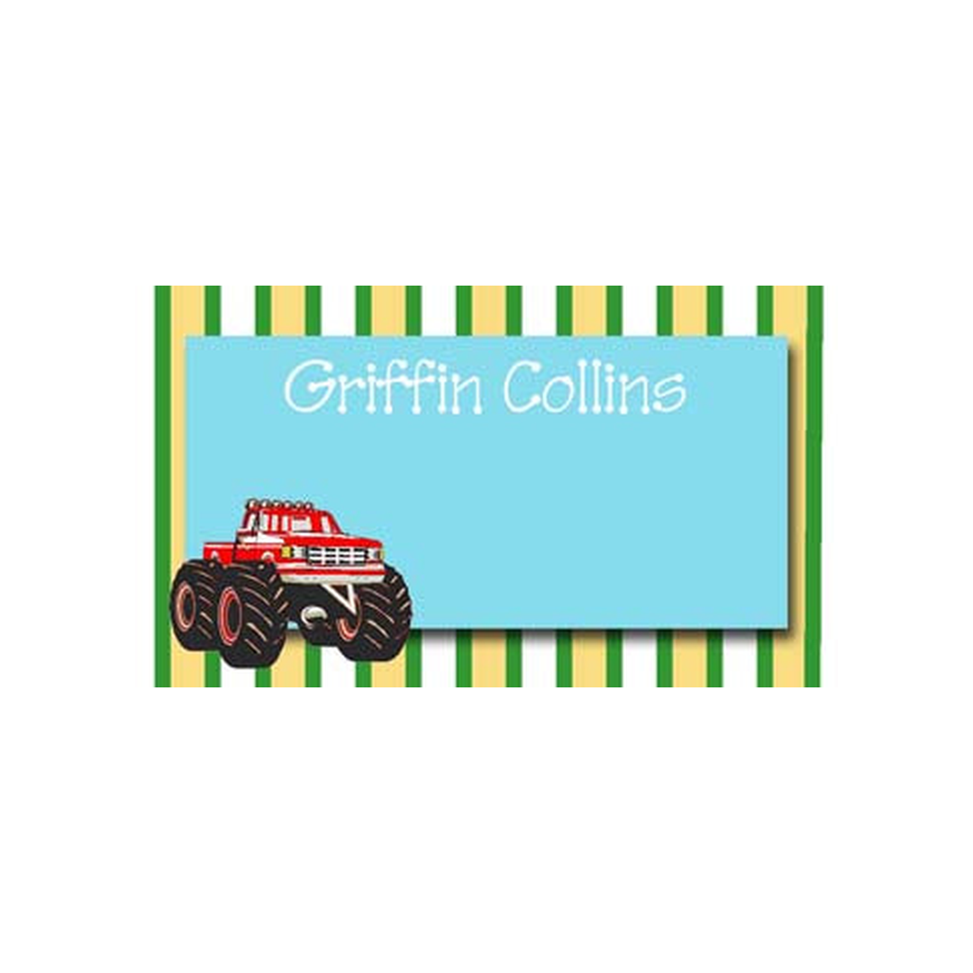 STRIPES AND BIG WHEEL TRUCK PERSONALIZED GIFT OR CALLING CARDS