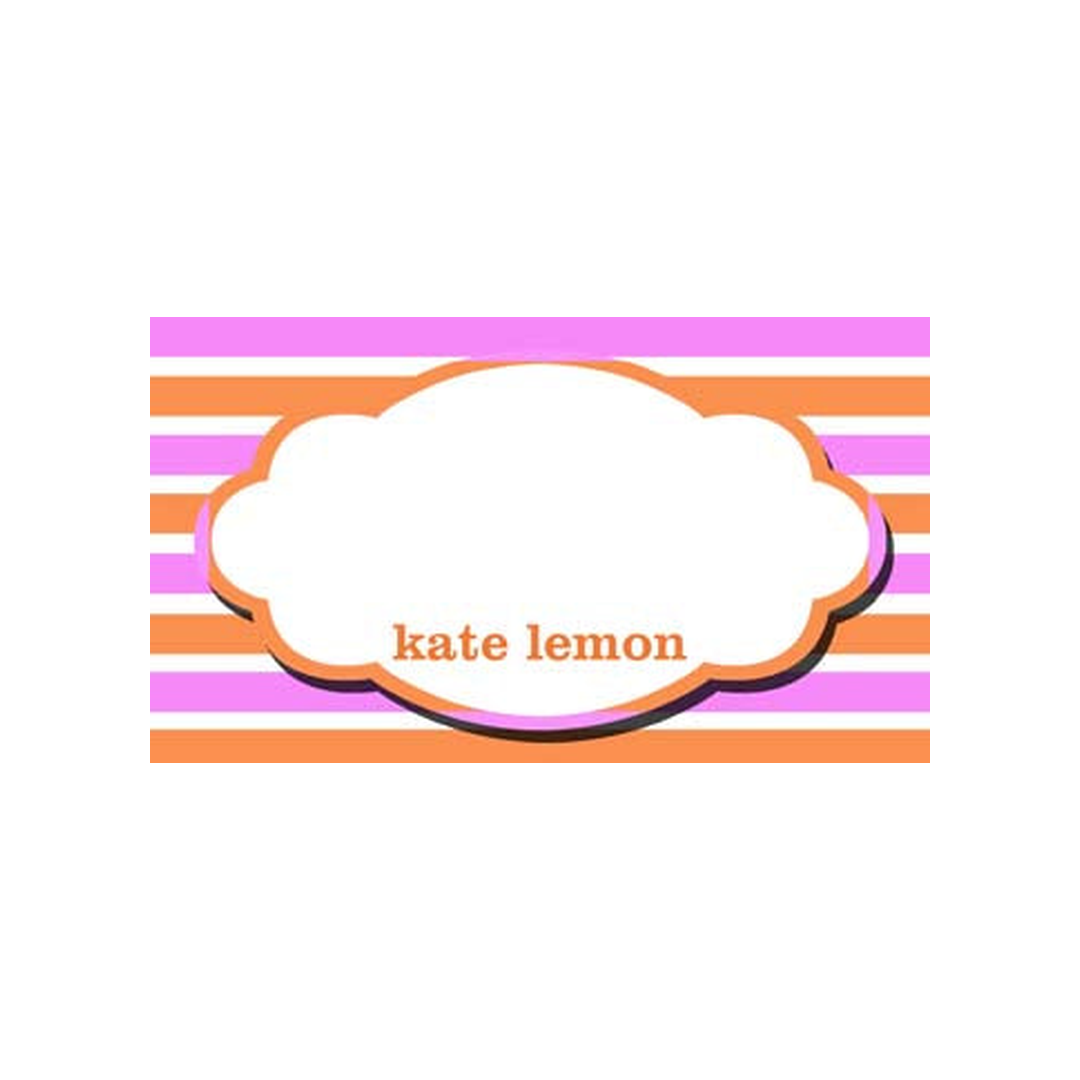 STRIPES AND OVAL FRAME PERSONALIZED GIFT OR CALLING CARDS