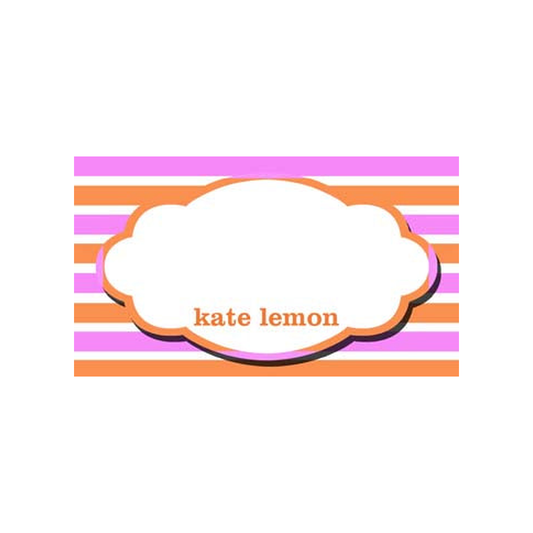 STRIPES AND OVAL FRAME PERSONALIZED GIFT OR CALLING CARDS